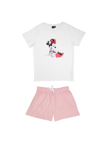 United Labels Disney Minnie Mouse Schlafanzug  Kurzarm in weiss/rosa
