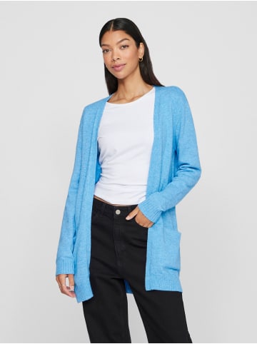 Vila Feinstrick Basic Cardigan Stretch mit Taschen VIRIL in Hellblau-2