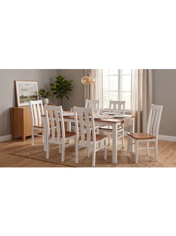 Feldmann-Wohnen Esszimmer-Set Belluno Elegante 7-tlg. Kiefer Weiß/Eiche geb. 150-197/93/96cm