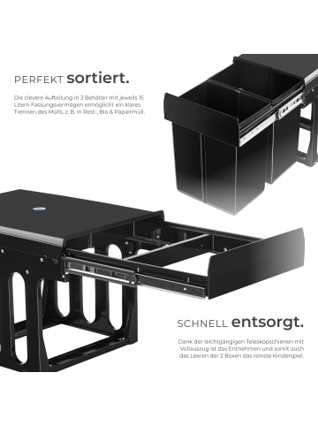 tectake Abfallsammler Ashlyn 35 x 48 x 35 cm, schwarz