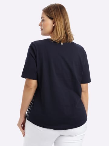 sheego T-Shirt in tiefblau-weiß-geringelt