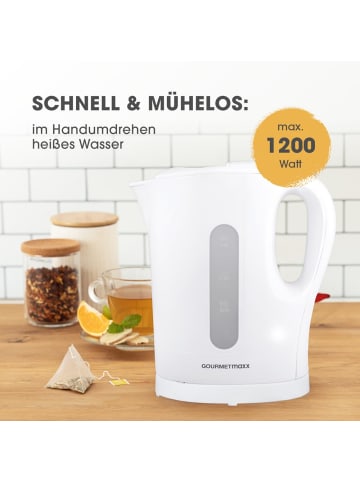 Gourmet Maxx Wasserkocher 1l 1200W weiß kabellos Weiß