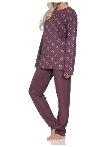 NORMANN Frottee Schlafanzug langarm Bündchen Sterne in beere