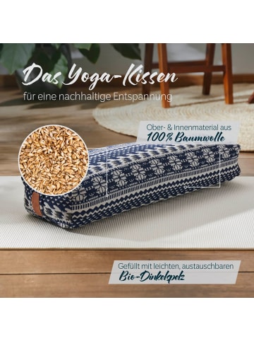DoYourFitness Yoga-Bolster Paravati gefüllt Dinkelspelz blau/weiß eckig Style 1 Blau
