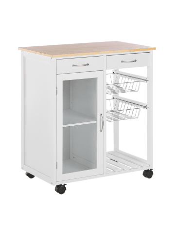 Beliani Servierwagen BOVES in Weiß/Braun - (W) 76 x (H) 88 x (L) 48 cm