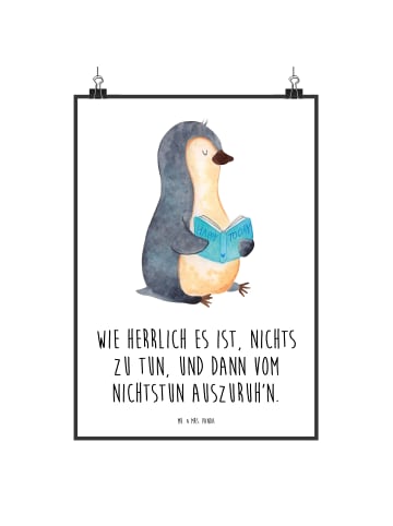 Mr. & Mrs. Panda Deko Bild Pinguin Buch mit Spruch in Weiß