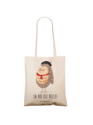 Mr. & Mrs. Panda Jutebeutel Eule Frankreich mit Spruch in Creme