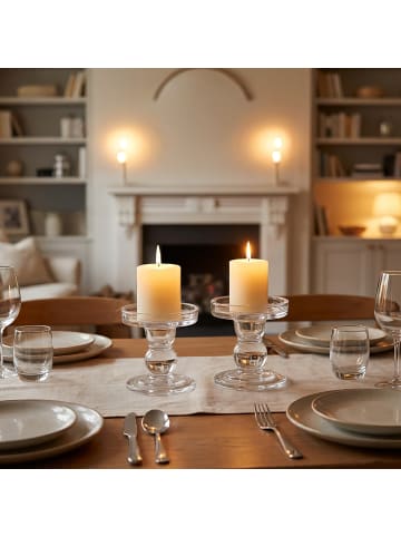 relaxdays 2 x Kerzenhalter in Transparent - (H)8,5 x Ø 8,5 cm