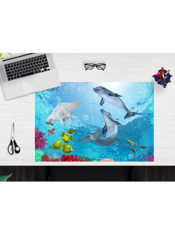 cover-your-desk.de  Schreibtischunterlage "Delfine unter Wasser" in Blau (L)60 x (B)40