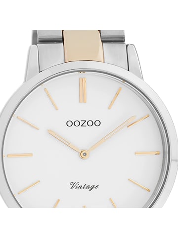 Oozoo Analog-Armbanduhr Oozoo Vintage Series silber, rosegold mittel (ca. 38mm)