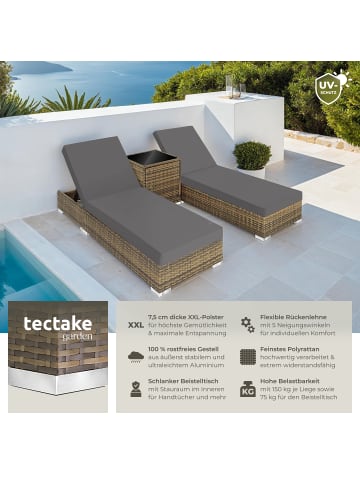 tectake Aluminium Rattan Sonnenliegen, inklusive 2 Bezugssets und Schutzhülle