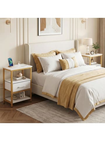 COSTWAY Nachttisch mit Ladestation in Weiß