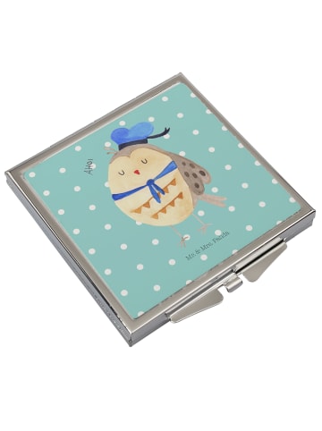 Mr. & Mrs. Panda Schminkspiegel Eule Matrose ohne Spruch in Türkis Pastell