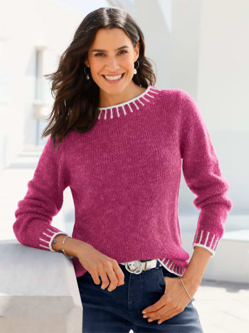 WITT WEIDEN Pullover in magenta-ecru-gemustert