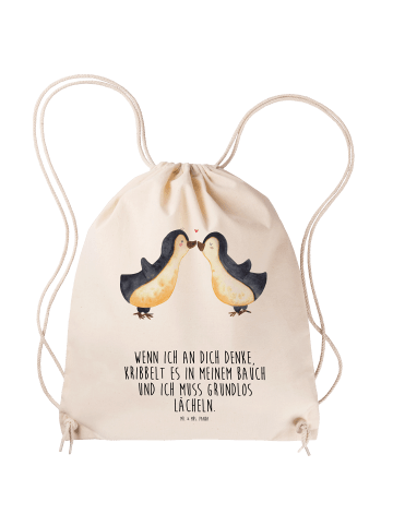Mr. & Mrs. Panda rucksack mit Material Pinguine Kuss mit Spruch in Creme