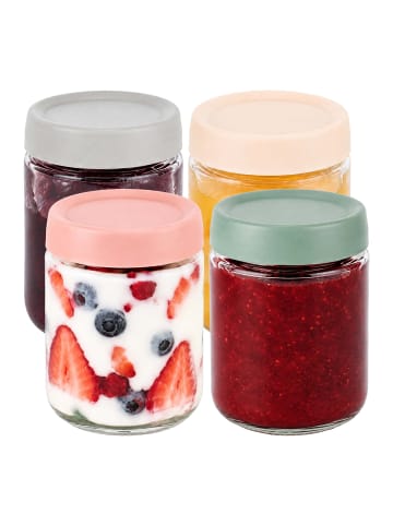 relaxdays 4 x Einmachgläser in Transparent/ Bunt - 450 ml