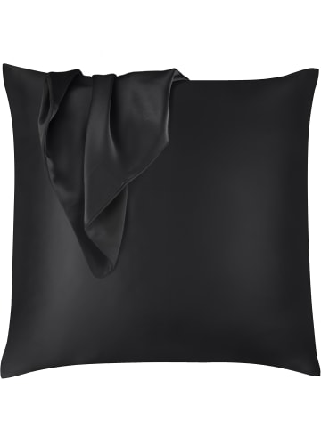 Aspero 2x Seiden Kissenbezüge 80x80 cm Enna in Schwarz