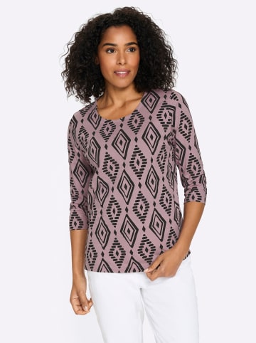Sieh an! 3/4-Arm-Shirt in mauve-schwarz-bedruckt