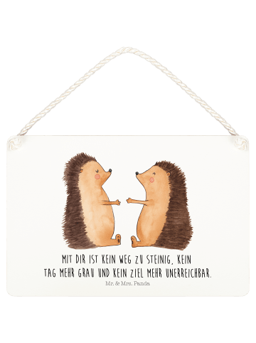 Mr. & Mrs. Panda Holzschild Igel Liebe mit Spruch in Transparent