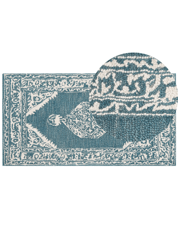 Beliani Kurzflor GEVAS in Blau/Weiß - (W) 80 x (H) 150 x (L) 150 cm