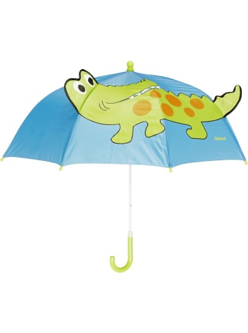 Playshoes Kinder Regenschirm "Regenschirm Krokodil" in Blau