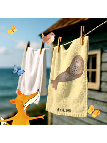 Mr. & Mrs. Panda Gästehandtücher Robbe Lachen ohne Spruch in Gelb Pastell