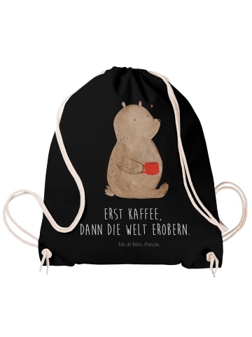 Mr. & Mrs. Panda wander rucksack Bär Kaffee mit Spruch in Schwarz