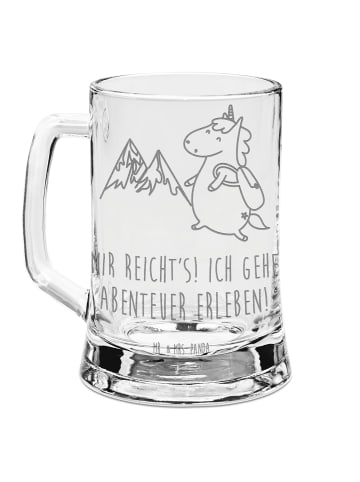 Mr. & Mrs. Panda Gravur Bierkrug Einhorn Bergsteiger mit Spruch in Transparent