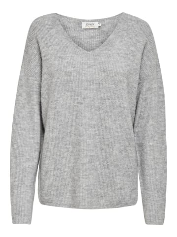 ONLY Strickpullover in Light Grey Melange
