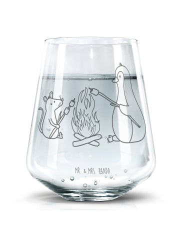 Mr. & Mrs. Panda Wasserglas Pinguin Lagerfeuer ohne Spruch in Transparent