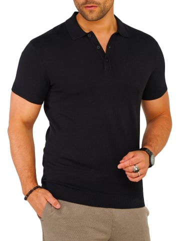 SOUL STAR Poloshirt - S2PRELY Basic Kurzarm Knit Polo Hemd Feinstrick in Black