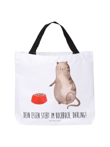 Mr. & Mrs. Panda Strandtasche Katze Fressen mit Spruch in Weiß