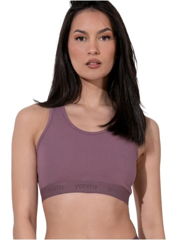 Yenita® Bustier 3er Set Sports-Collection mit breiten Trägern in schwarz-weiss-pflaume