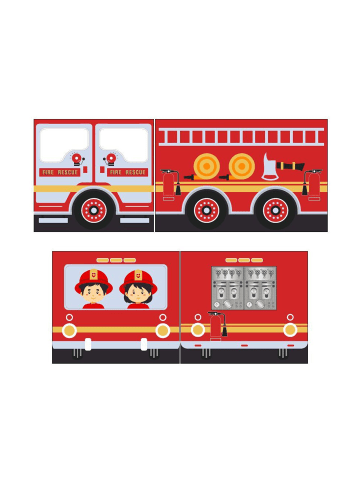 58 aufm Kessel KINDERBETT mit Rutsche Karolina Massivholz Weiß Textilset Feuerwehr
