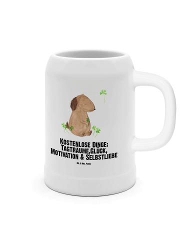 Mr. & Mrs. Panda Bierkrug Hund Kleeblatt mit Spruch in Weiß