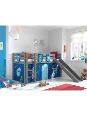 58 aufm Kessel KINDERBETT mit Rutsche Karolina Massivholz Grau Textilset Astro 3