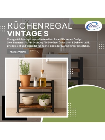 Mein-Regal Küchenregal Vintage aus Holz mit Metallrahmen in Dunkelbraun
