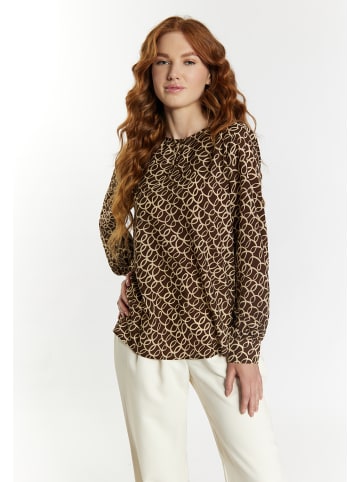 DreiMaster Damen Langarmbluse in Braun Beige