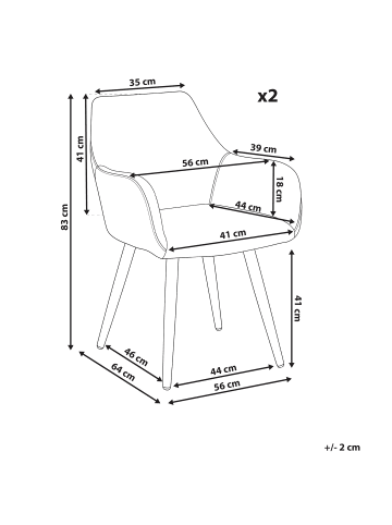 Beliani 2er-Set Esszimmerstuhl TIRANO in Grün/Schwarz