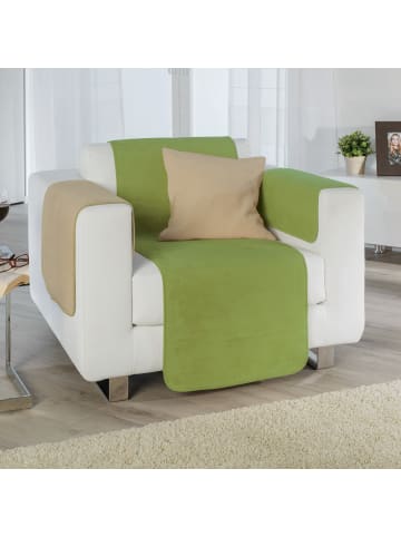 Erwin Müller Baumwollmischung Sessel- und Sofaschoner-Set 3-teilig Matera in grün/sand