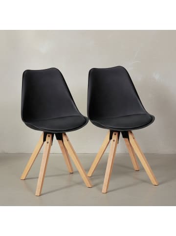 KADIMA DESIGN Esszimmerstühle 2er-Set | Kunstleder, Massivholzbeine, Nordic Style in Schwarz