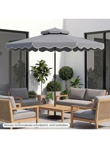 COSTWAY Sonnenschirm 300 cm mit Doppeldach in Grau