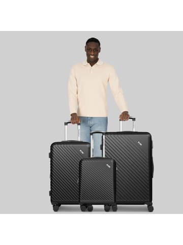 Check.In Paradise 2.0 4 Rollen Kofferset 3-teilig mit Dehnfalte in black