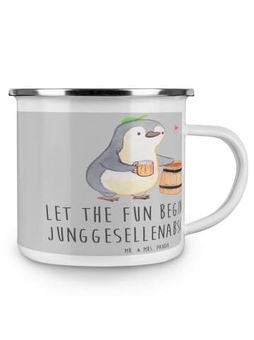 Mr. & Mrs. Panda Kaffeebecher Junggesellenabschied Spaß mit Spruch in Heather Grey