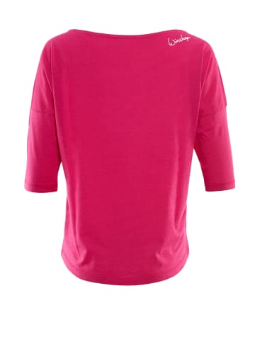 Winshape ¾-Arm Shirt Ultra Light mit Glitzer-Aufdruck MCS001 in deep pink/glitzer/weiß