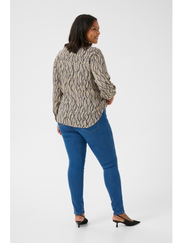 KAFFE curve Langarm-Bluse KCami in Grey/Black Graphic Simili