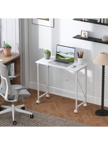 HOMCOM Schreibtisch-80L x 40B x 75H cm-Weiß