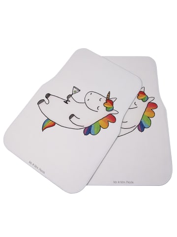 Mr. & Mrs. Panda Fußmatte Fürs Auto Einhorn Blümchentail ohne Spruch in Weiß