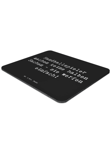 Mr. & Mrs. Panda Mousepad Spruch Handball Wurf mit Spruch in Schwarz