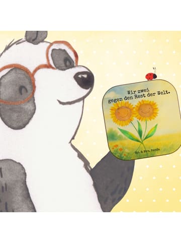 Mr. & Mrs. Panda Bierdeckel Blume Sonnenblume Design mit Spruch in Weiß